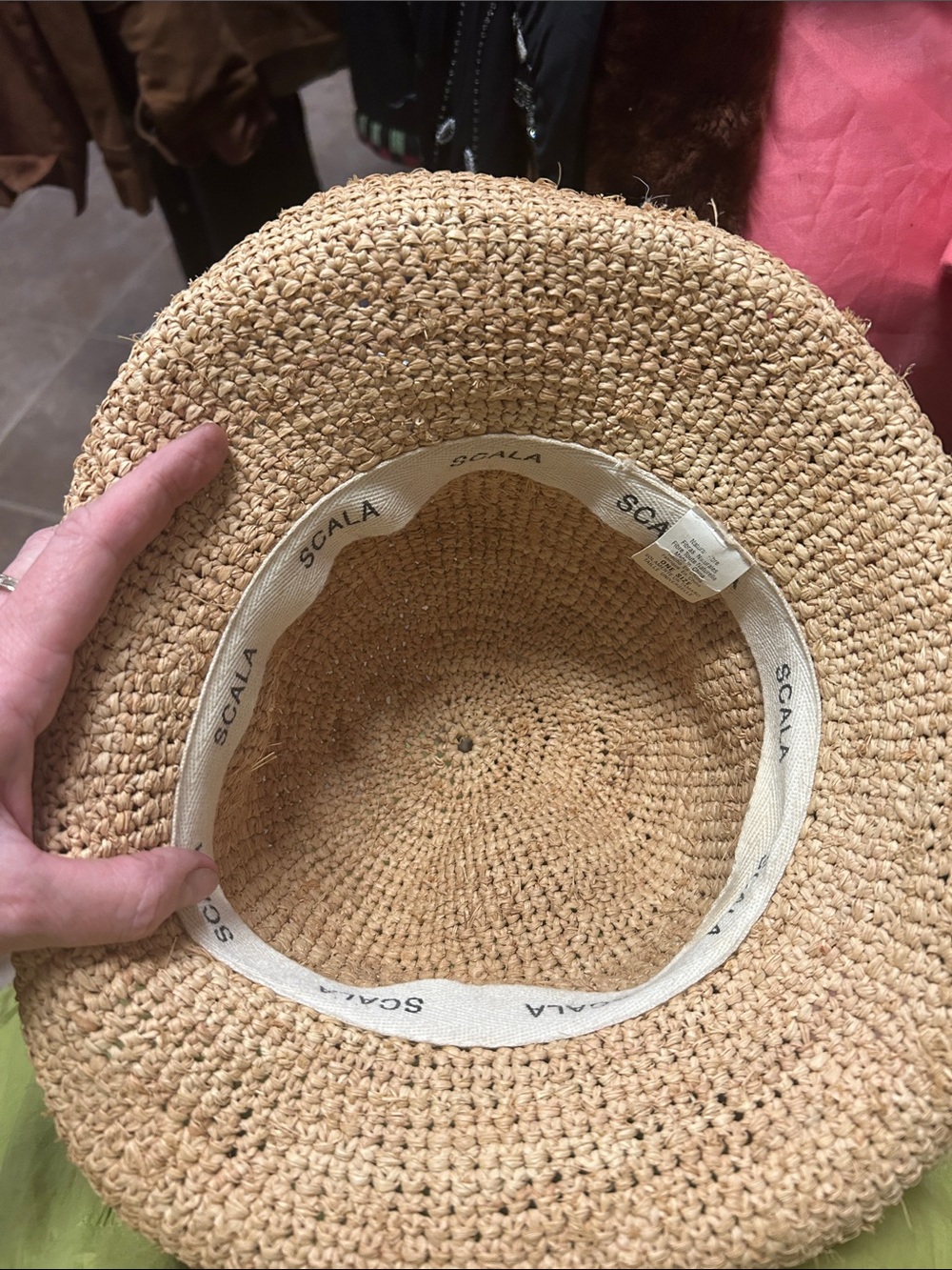 Scala Stra Sun Hat with Pink Tag and Raffia Trim - Picture 2 of 3